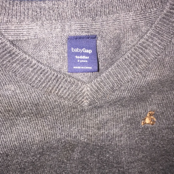 Baby Gap Grey Sweater w/ Dark Blue Elbow Patches 2T NWOT - Picture 3 of 5
